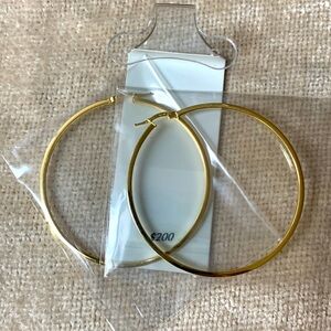 60mm/2.5 inch gold hoop earrings, 14k gold over sterling silver, NWT, orig $200